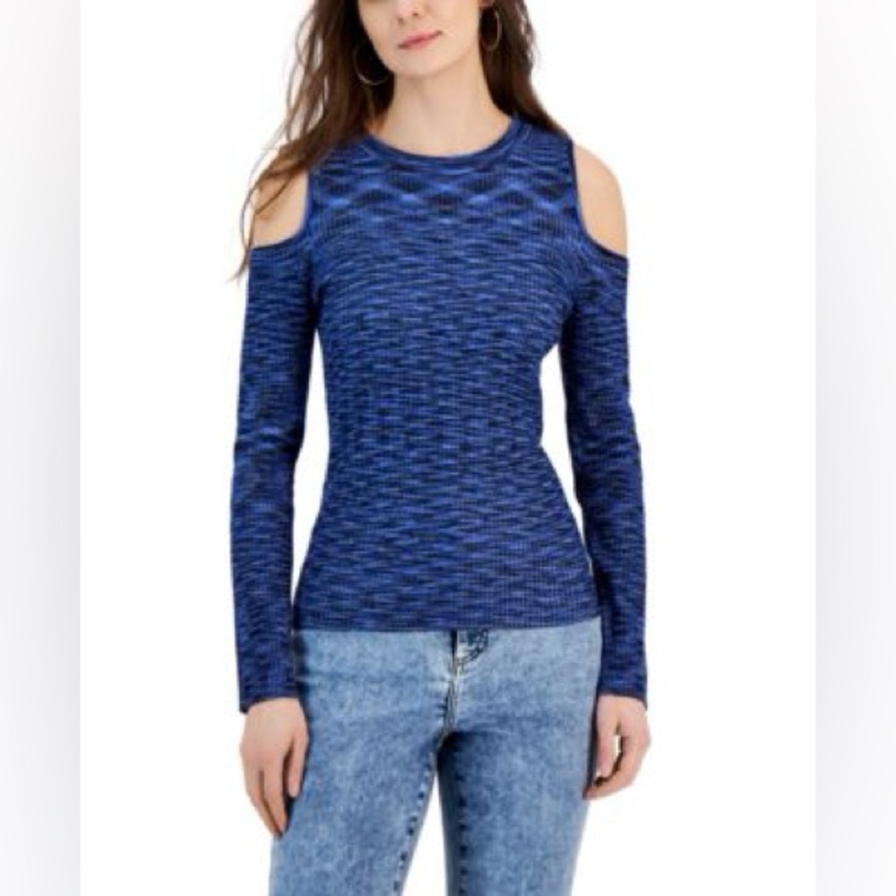 227M NWT I.N.C. International Concepts Cold Shoulder Space Dye Sweater -Size: XS